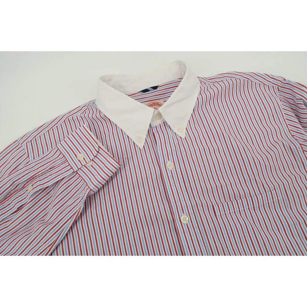 Brooks Brothers Shirt Mens‎ XXL Slim Button Down Seersucker Red Blue Striped